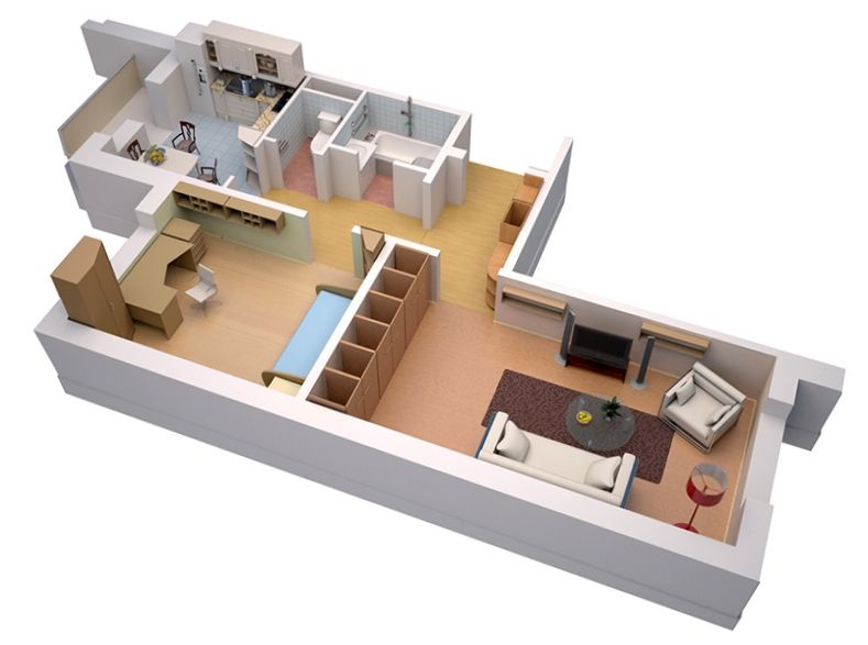 Wohnung Grundriss einer Zweizimmerwohnung in Chruschtschow