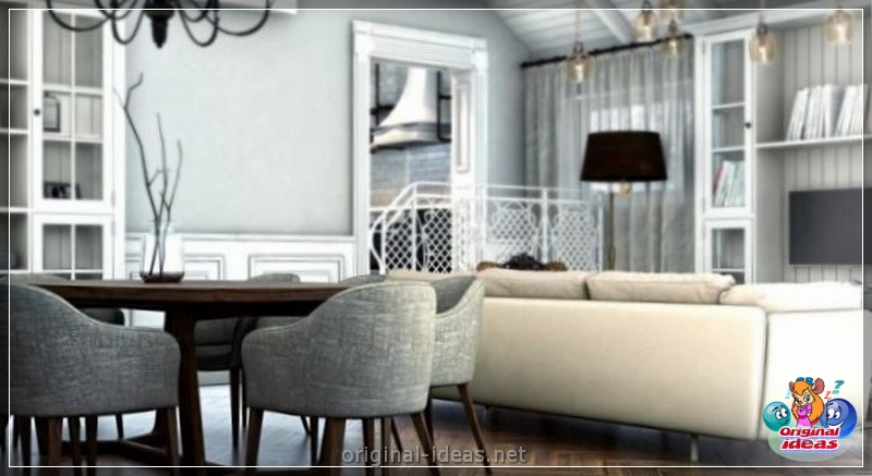 Sala de estar en el estilo escandinavo 2023: en una casa privada, en un apartamento pequeño, con chimenea, una foto interior (escandinavo) Sala de estar en el estilo escandinavo 2023: en una casa privada, en un apartamento pequeño, con chimenea, una foto interior
