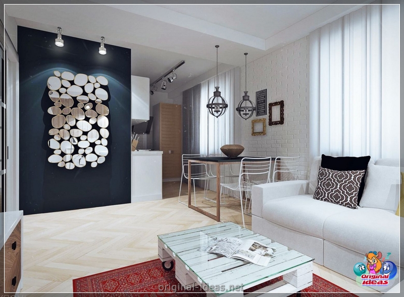 Sala de estar en el estilo escandinavo 2023: en una casa privada, en un apartamento pequeño, con chimenea, una foto interior (estar) Sala de estar en el estilo escandinavo 2023: en una casa privada, en un apartamento pequeño, con chimenea, una foto interior