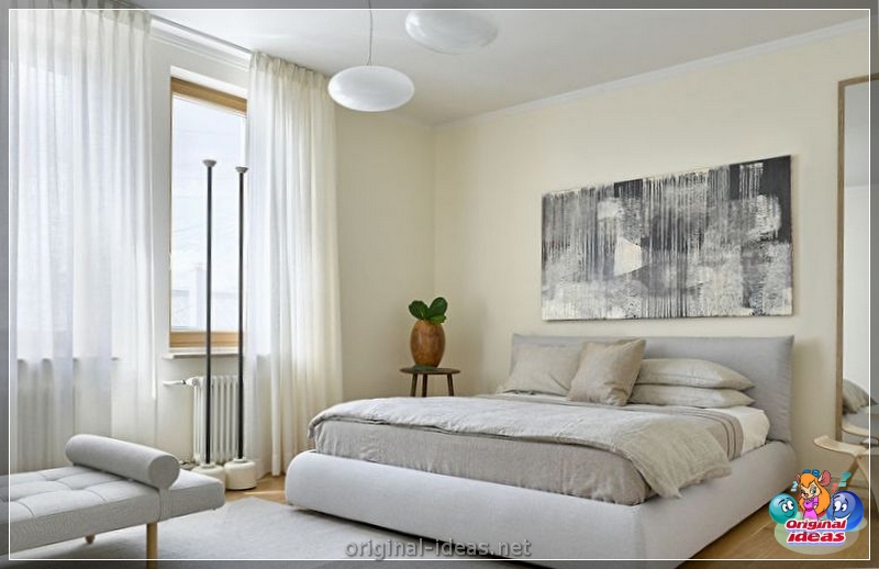 O interior do quarto no estilo escandinavo 2023: novos itens, com papel de parede, em tons cinzentos, com móveis brancos, fotos reais (interior) O interior do quarto no estilo escandinavo 2023: novos itens, com papel de parede, em tons cinzentos, com móveis brancos, fotos reais