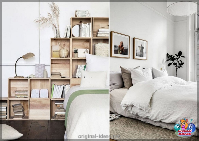 O interior do quarto no estilo escandinavo 2023: novos itens, com papel de parede, em tons cinzentos, com móveis brancos, fotos reais (interior) O interior do quarto no estilo escandinavo 2023: novos itens, com papel de parede, em tons cinzentos, com móveis brancos, fotos reais