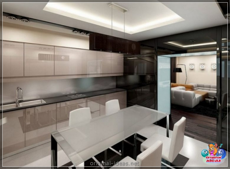 Cuisine en haute technologie 2023 Style dans un petit appartement: caractéristiques de conception, idées de design d'intérieur modernes, vraies photos (cuisine) Cuisine en haute technologie 2023 Style dans un petit appartement: caractéristiques de conception, idées de design d'intérieur modernes, vraies photos