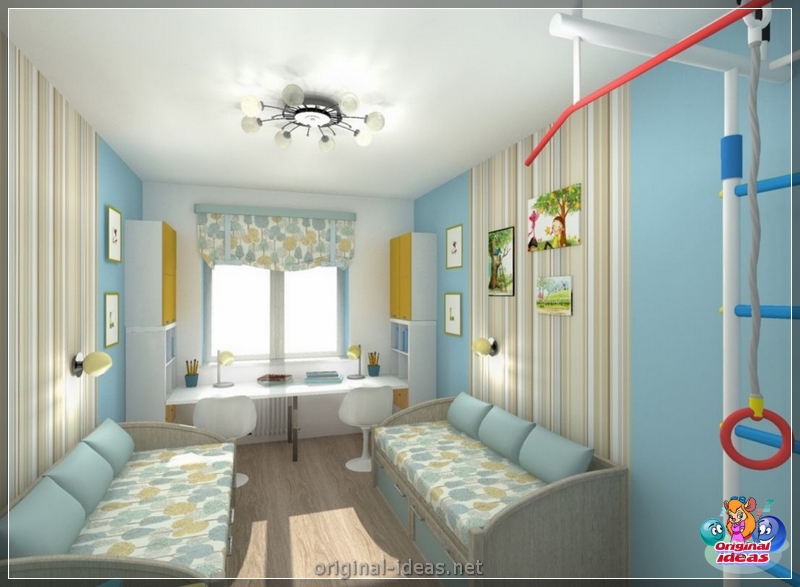 Quarto para crianças para diversas crianças: zoneando as instalações, idéias interessantes, opções de design de interiores, fotos (diversas) Quarto para crianças para diversas crianças: zoneando as instalações, idéias interessantes, opções de design de interiores, fotos