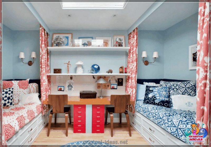 Quarto para crianças para diversas crianças: zoneando as instalações, idéias interessantes, opções de design de interiores, fotos (diversas) Quarto para crianças para diversas crianças: zoneando as instalações, idéias interessantes, opções de design de interiores, fotos