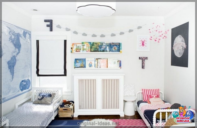 Quarto para crianças para diversas crianças: zoneando as instalações, idéias interessantes, opções de design de interiores, fotos (diversas) Quarto para crianças para diversas crianças: zoneando as instalações, idéias interessantes, opções de design de interiores, fotos