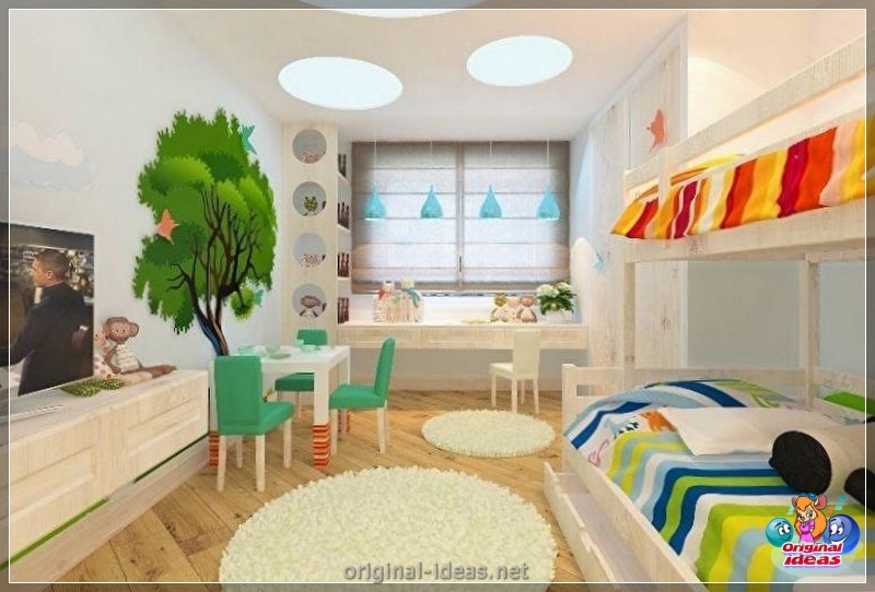 Quarto para crianças para diversas crianças: zoneando as instalações, idéias interessantes, opções de design de interiores, fotos (para) Quarto para crianças para diversas crianças: zoneando as instalações, idéias interessantes, opções de design de interiores, fotos