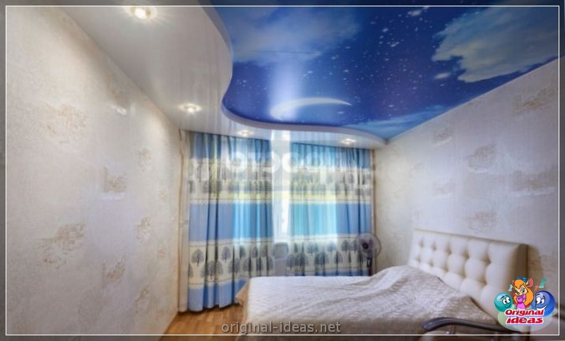 Plafond extensible dans la chambre: méthodes d'installation, options d'utilisation et exemples d'installation (125 photos + vidéo) (dans) Plafond extensible dans la chambre: méthodes d'installation, options d'utilisation et exemples d'installation (125 photos + vidéo)