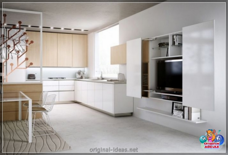 TV sur la cuisine: 130 photos Comment placer une télévision compétente (téléviseur dans cuisine) TV sur la cuisine: 130 photos Comment placer une télévision compétente