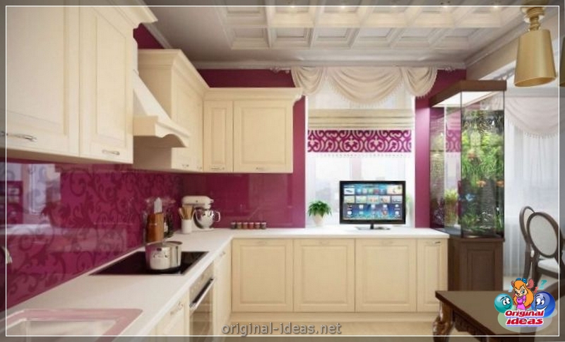 TV sur la cuisine: 130 photos Comment placer une télévision compétente (conception cuisine avec) TV sur la cuisine: 130 photos Comment placer une télévision compétente