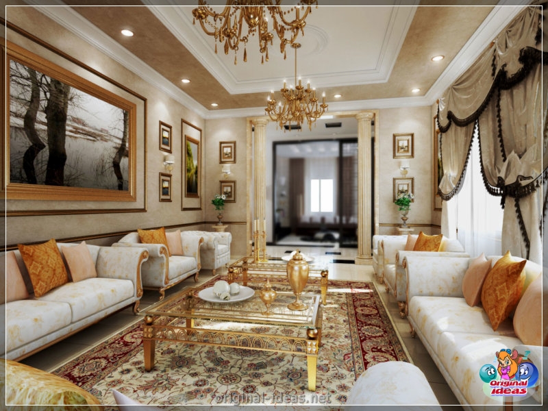 Golden color of the walls - 70 photos of options for the perfect combination (golden, color, walls, combination, combination golden other, combination golden other shades) Golden color of the walls - 70 photos of options for the perfect combination