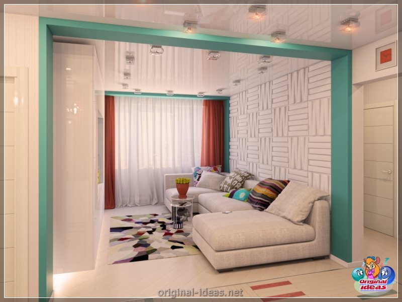 Diseño de apartamentos 70 kV. metro. - 100 fotos de los mejores productos nuevos en el interior (diseño, apartamentos, metro, interior, central sala estar) Diseño de apartamentos 70 kV. metro. - 100 fotos de los mejores productos nuevos en el interior