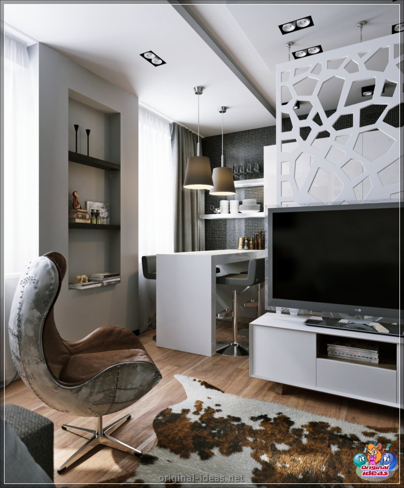 Apartamento 33 sq. metro. - 95 fotos de nuevos productos de diseño de interiores modernos (apartamento, metro, diseño, interiores) Apartamento 33 sq. metro. - 95 fotos de nuevos productos de diseño de interiores modernos