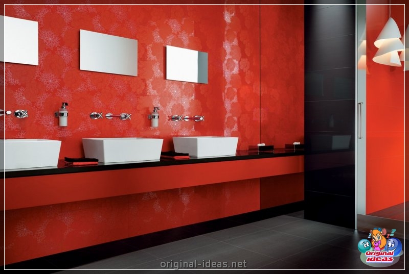 Baño rojo - 90 fotos de las ideas de diseño moderno brillante (baño, rojo, fotos, ideas, diseño, moderno) Baño rojo - 90 fotos de las ideas de diseño moderno brillante