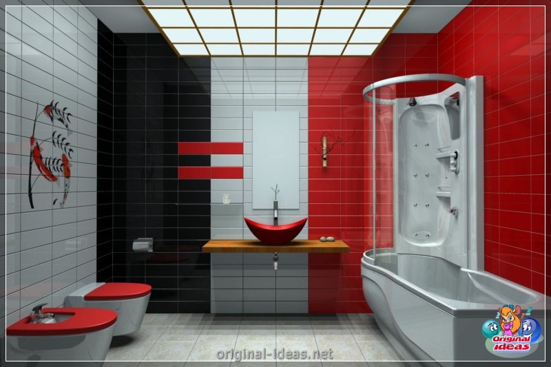 Baño rojo - 90 fotos de las ideas de diseño moderno brillante (baño, rojo, fotos, ideas, diseño, moderno) Baño rojo - 90 fotos de las ideas de diseño moderno brillante