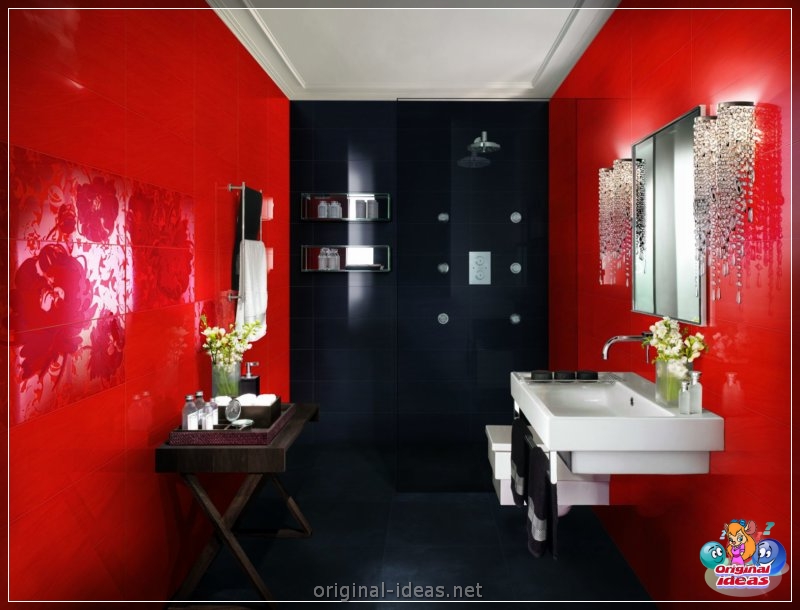 Baño rojo - 90 fotos de las ideas de diseño moderno brillante (baño, rojo, fotos, ideas, diseño, moderno) Baño rojo - 90 fotos de las ideas de diseño moderno brillante