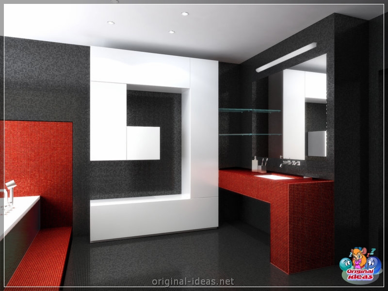 Baño rojo - 90 fotos de las ideas de diseño moderno brillante (baño, rojo, fotos, ideas, diseño, moderno) Baño rojo - 90 fotos de las ideas de diseño moderno brillante
