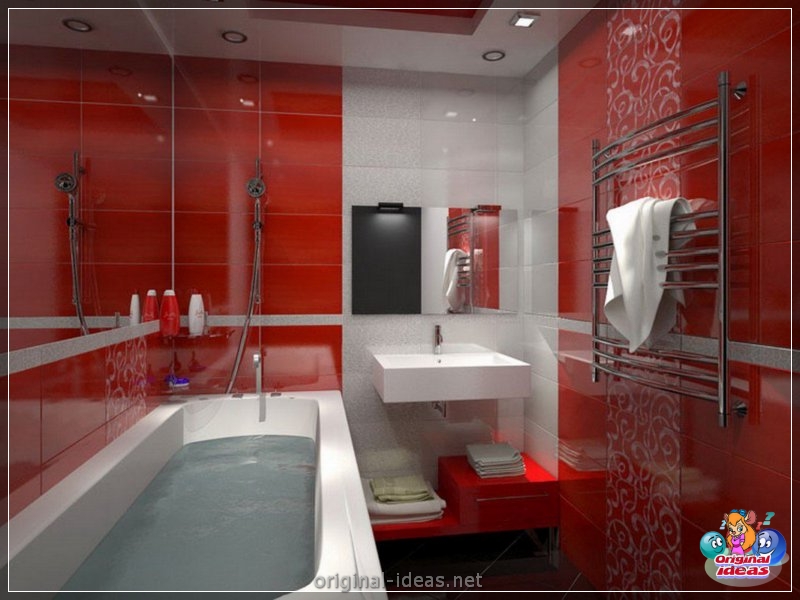 Baño rojo - 90 fotos de las ideas de diseño moderno brillante (baño, rojo, fotos, ideas, diseño, moderno) Baño rojo - 90 fotos de las ideas de diseño moderno brillante