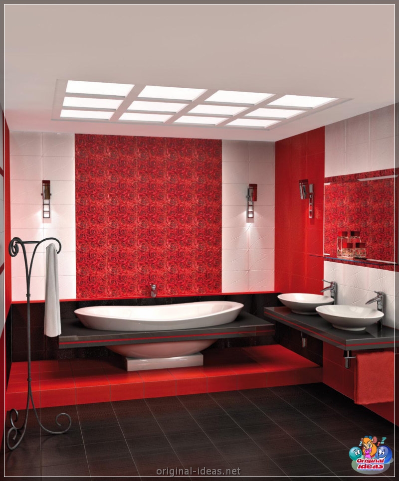 Baño rojo - 90 fotos de las ideas de diseño moderno brillante (baño, rojo, fotos, ideas, diseño, moderno) Baño rojo - 90 fotos de las ideas de diseño moderno brillante