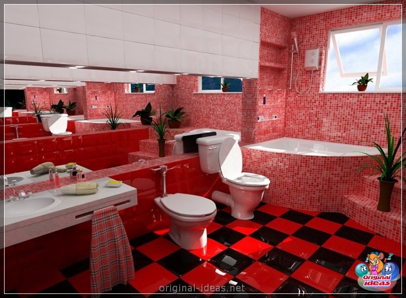 Baño rojo - 90 fotos de las ideas de diseño moderno brillante (baño, rojo, fotos, ideas, diseño, moderno) Baño rojo - 90 fotos de las ideas de diseño moderno brillante