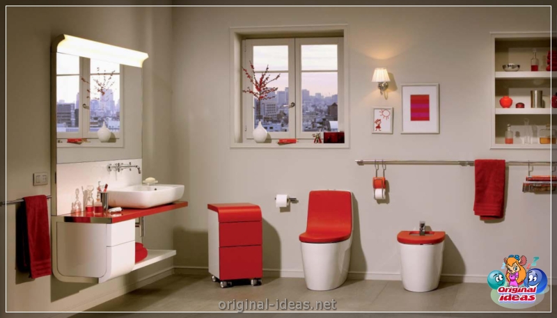 Baño rojo - 90 fotos de las ideas de diseño moderno brillante (baño, rojo, fotos, ideas, diseño, moderno) Baño rojo - 90 fotos de las ideas de diseño moderno brillante