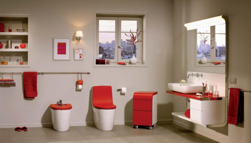 Baño rojo - 90 fotos de las ideas de diseño moderno brillante (baño, rojo, fotos, ideas, diseño, moderno) Baño rojo - 90 fotos de las ideas de diseño moderno brillante