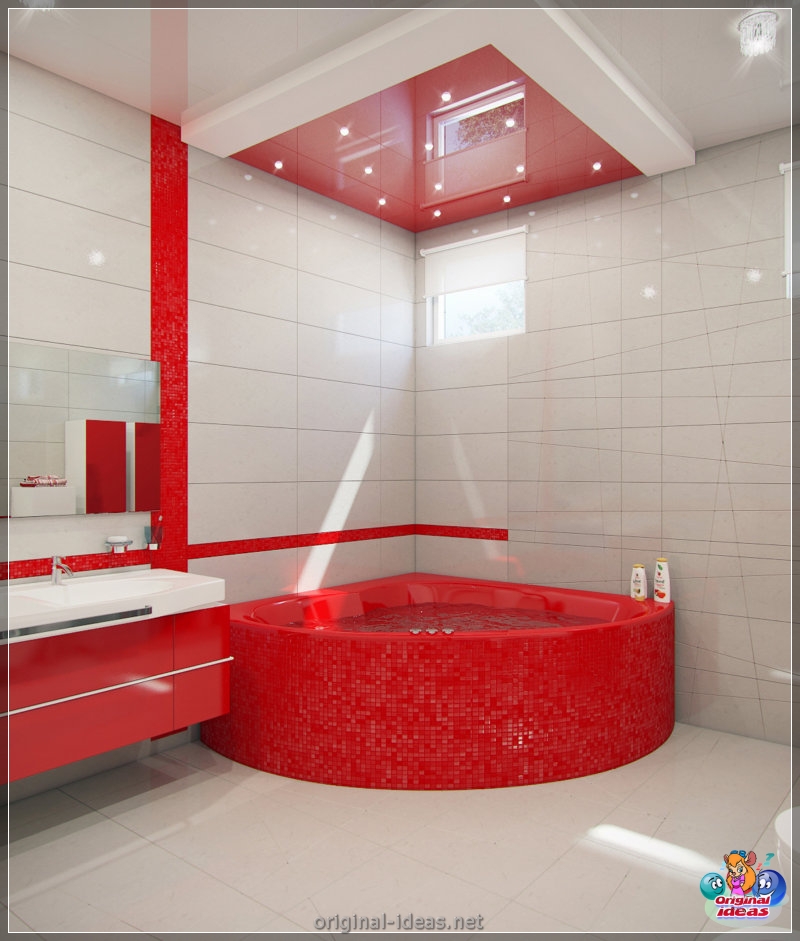 Baño rojo - 90 fotos de las ideas de diseño moderno brillante (baño, rojo, fotos, ideas, diseño, moderno) Baño rojo - 90 fotos de las ideas de diseño moderno brillante