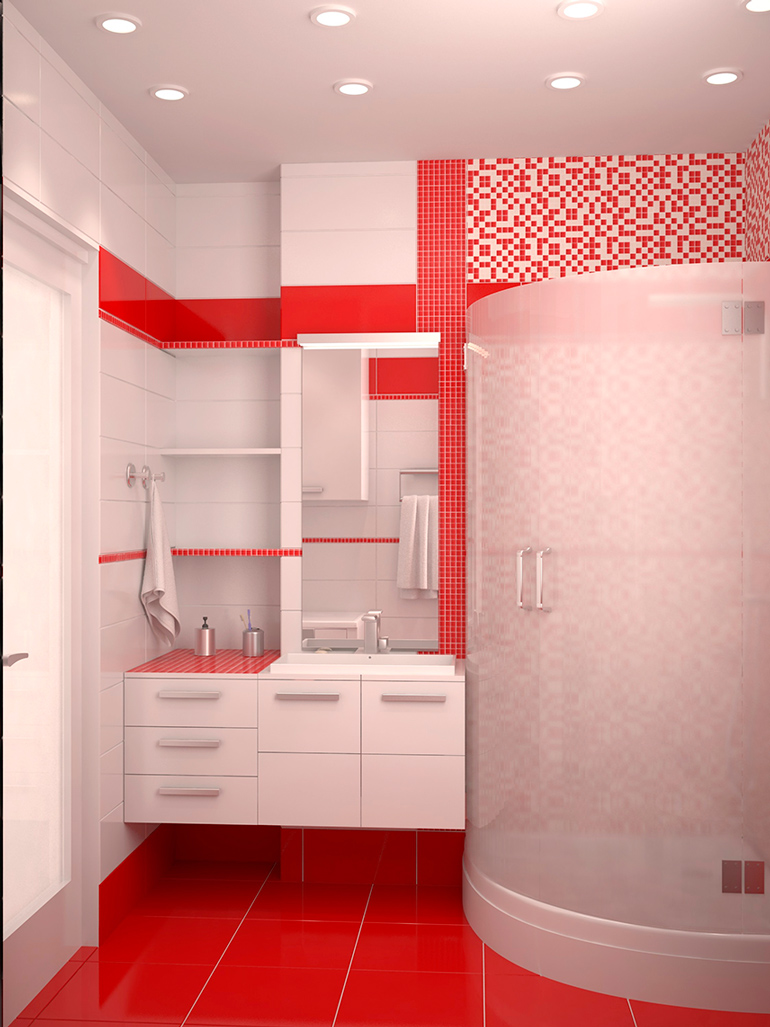 Baño rojo - 90 fotos de las ideas de diseño moderno brillante (baño, rojo, fotos, ideas, diseño, moderno) Baño rojo - 90 fotos de las ideas de diseño moderno brillante