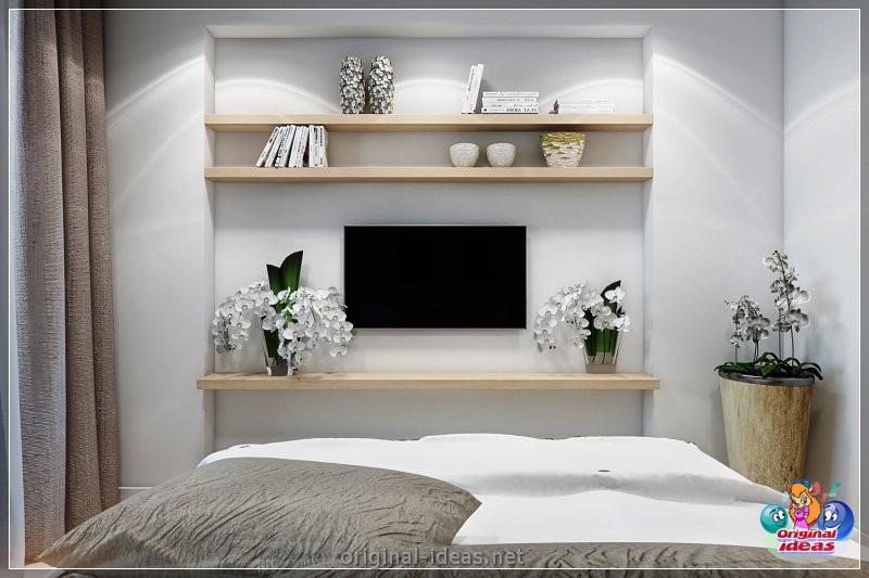 Cómo y dónde colocar un televisor en el dormitorio: revisión de las mejores soluciones + fotos con instrucciones (cómo, televisor, dormitorio, soluciones) Cómo y dónde colocar un televisor en el dormitorio: revisión de las mejores soluciones + fotos con instrucciones