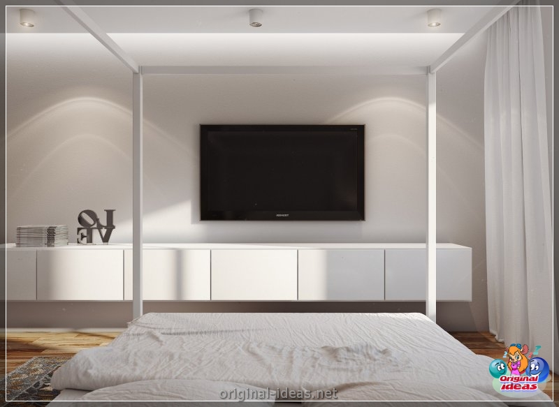 Cómo y dónde colocar un televisor en el dormitorio: revisión de las mejores soluciones + fotos con instrucciones (cómo, televisor, dormitorio, soluciones) Cómo y dónde colocar un televisor en el dormitorio: revisión de las mejores soluciones + fotos con instrucciones
