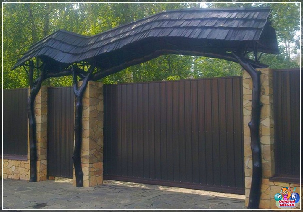 Красиві ворота з профнастилу. Оригінальні дизайнерські ідеї. Охоронні ворота Красиві ворота з профнастилу. Оригінальні дизайнерські ідеї.