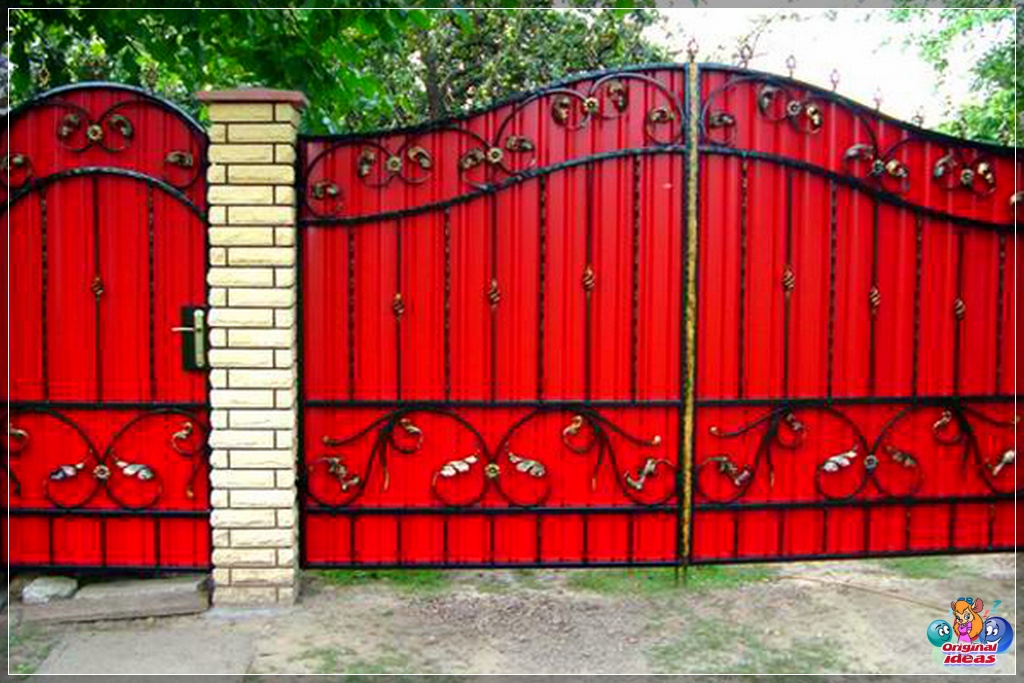 Красиві ворота з профнастилу. Оригінальні дизайнерські ідеї. Двоскладні ворота Красиві ворота з профнастилу. Оригінальні дизайнерські ідеї.