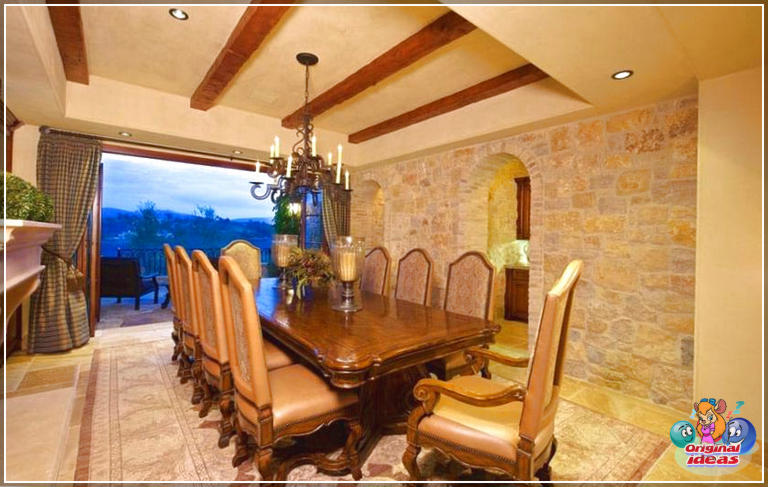design della casa Sala da pranzo in stile italiano con vista esterna aperta