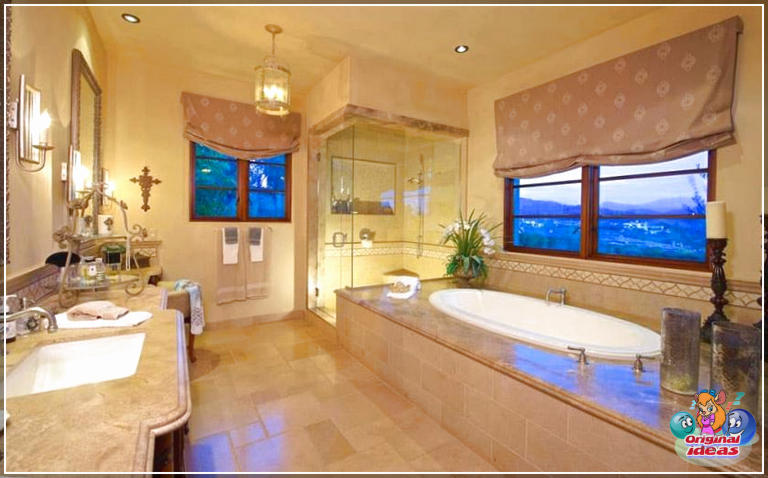 design della casa Bagno padronale con vasca chiusa e doccia in vetro
