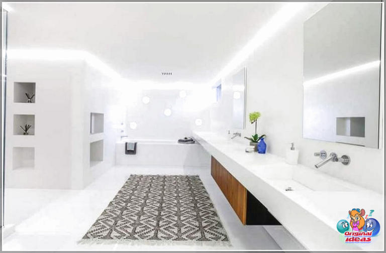 40 idées de design de salle de bain moderne (photos) () Salle de bain moderne blanc brillant