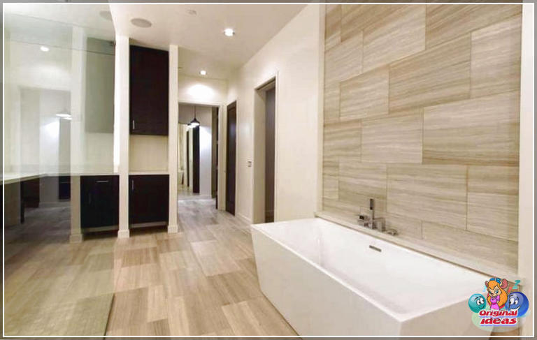 40 idées de design de salle de bain moderne (photos) () Salle de bain moderne avec murs et sol en grès cérame