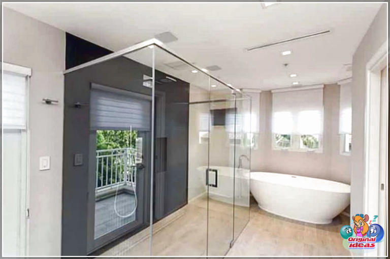 40 idées de design de salle de bain moderne (photos) () Salle de bain moderne avec fenêtre dans la douche