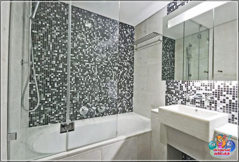 40 idées de design de salle de bain moderne (photos) () Salle de bain en mosaïque noire et blanche