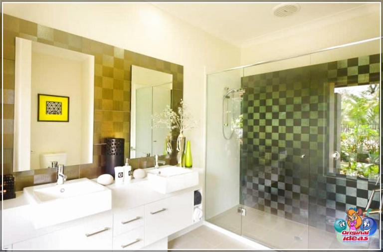 40 idées de design de salle de bain moderne (photos) () Salle de bain moderne avec douche à carreaux