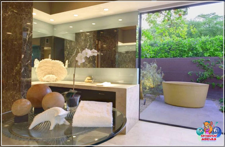 40 idées de design de salle de bain moderne (photos) () Salle de bain moderne avec baignoire extérieure