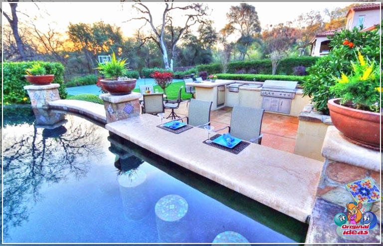 natation Piscine sur mesure avec tabourets de bar swim-up