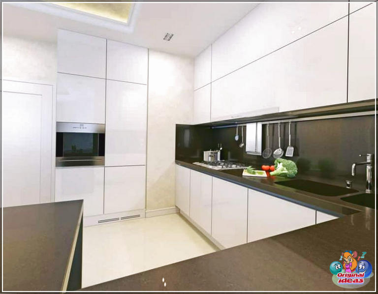 petit Conception de petite cuisine en noir et blanc