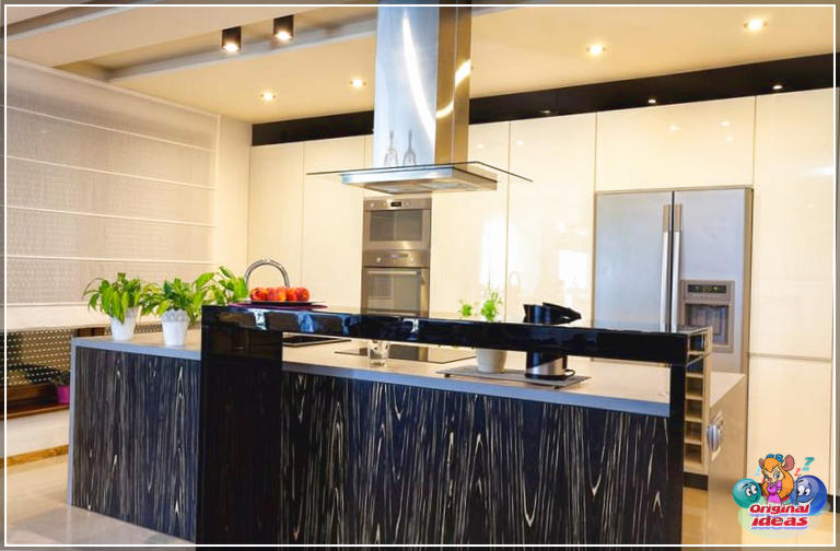 cuisine moderne Îlot de cuisine moderne au design strié