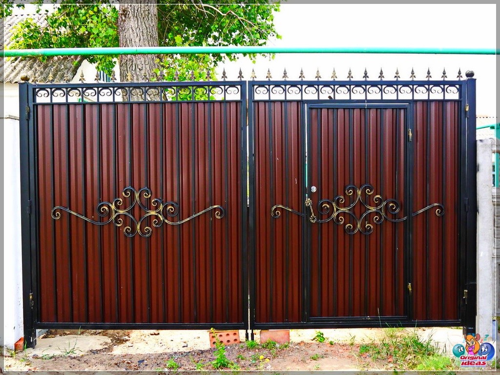 Красиві ворота з профнастилу.  Оригінальні дизайнерські ідеї.
