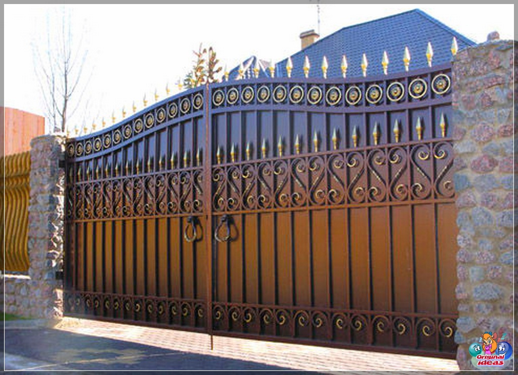 Красиві ворота з профнастилу.  Оригінальні дизайнерські ідеї.