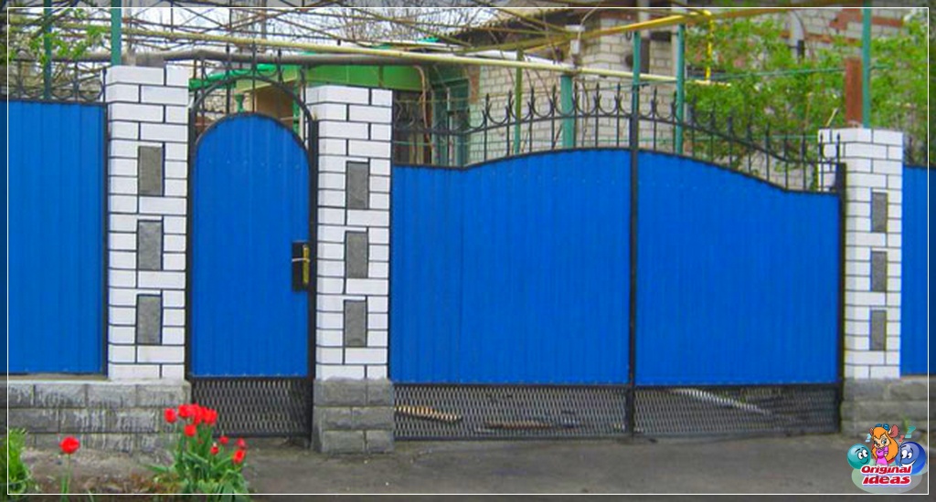 Красиві ворота з профнастилу.  Оригінальні дизайнерські ідеї.