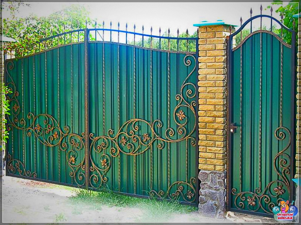 Красиві ворота з профнастилу.  Оригінальні дизайнерські ідеї.