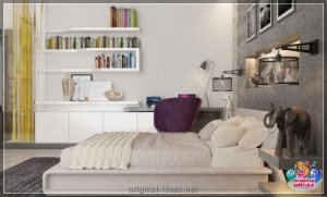 Паліцы ў спальні: 125 фотаздымкаў і відэа з выкарыстаннем паліц у дызайне сучаснага інтэр'еру