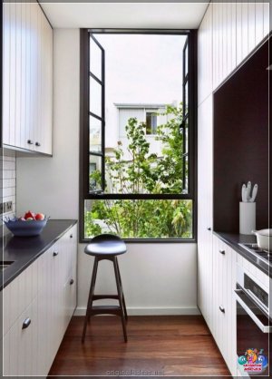 Вузкая кухня: 120 фотаздымкаў практычных прыкладаў дызайну кухні