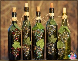 Дэкор бутэлек: інтэр'ер і святочныя варыянты дызайну для бутэлек (100 фотаздымкаў)