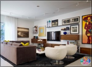 Тэлевізар на сцяне - Ідэі стыльнага дызайну і спалучэння ў інтэр'еры